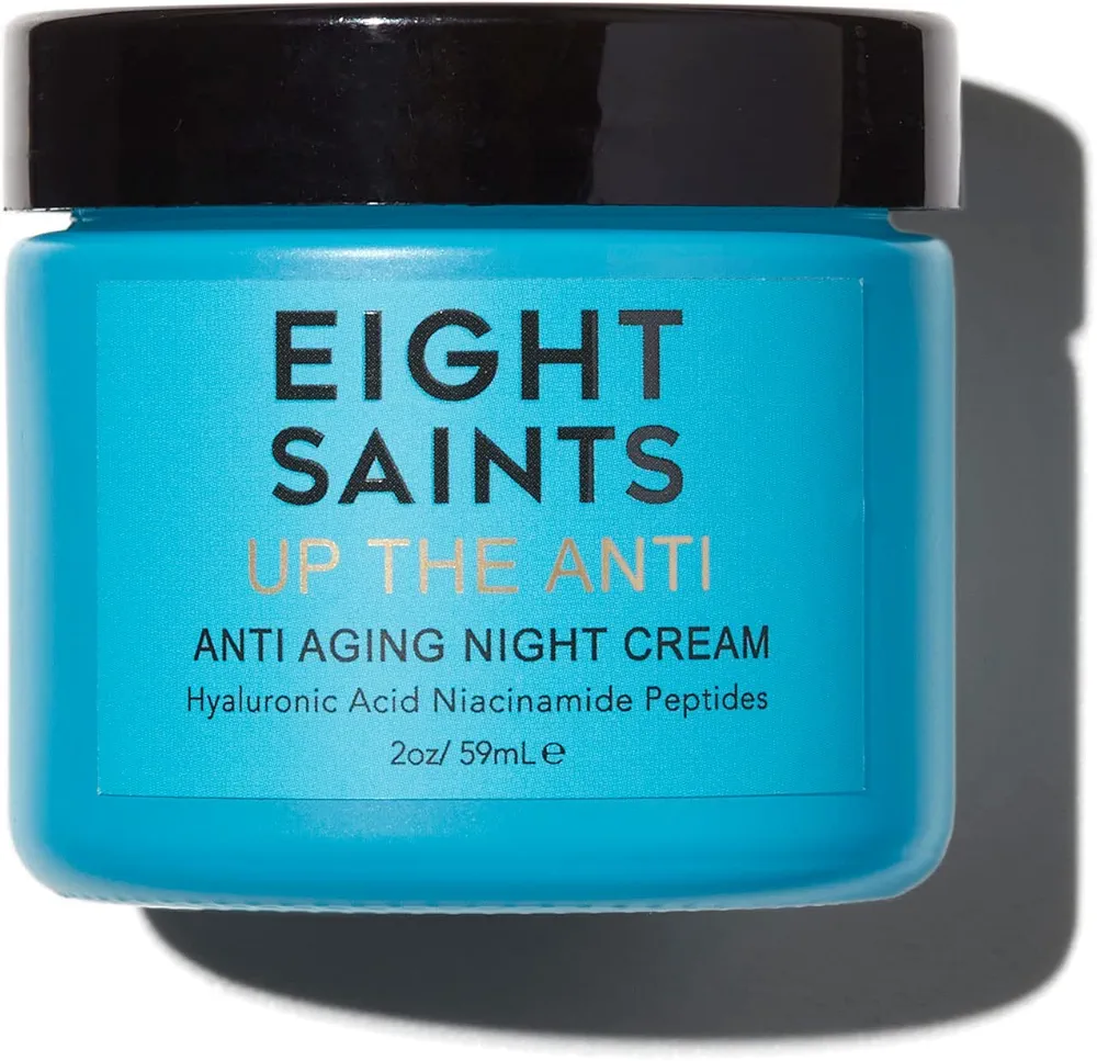 Eight Saints Skin Care Up the Anti Night Cream Face Moisturizer to Reduce Fine Lines and Wrinkles, Natural and Organic Anti Aging Cream For Face & Neck with Niacinamide and Hyaluronic Acid, 2 Ounces