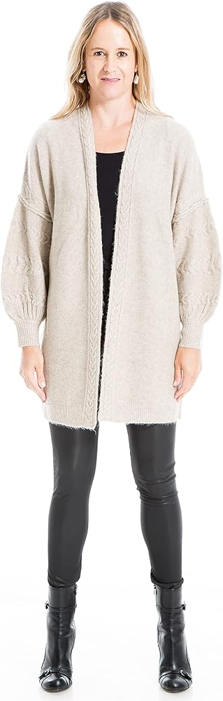 Max Studio Women's Bubble Sleeve Long Cardigan Sweater