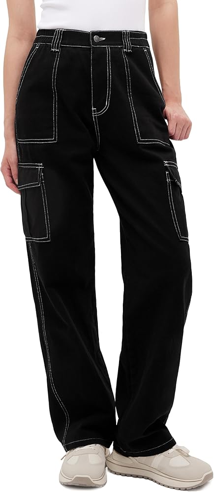 Tapata Women's 28"/30"/32"/34" Straight Leg Cargo Pants Petite, Regular, Tall Casual Pants Trendy Streetwear 6 Pockets