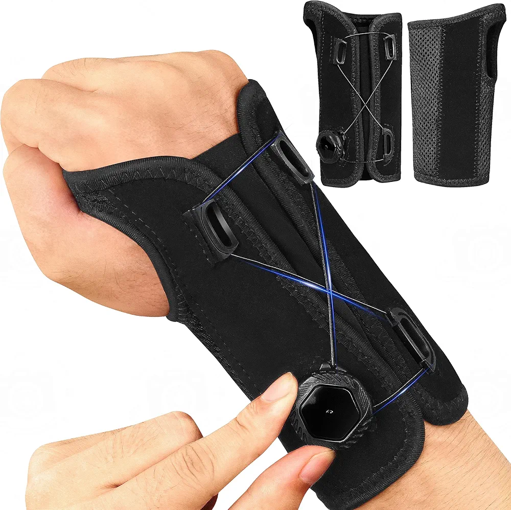 Adjustable Wrist Brace-Precision Closure System Night Sleep Support Brace, for Carpal Tunnel, Sprains, Tendonitis, Arthritis and Wrist Pain for Men & Women (Black-Right Hand-1 Count)