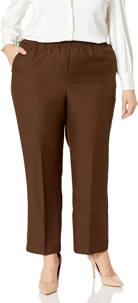 Alfred Dunner Womens Plus Classics Stretch Pull On Pants Tan 20W