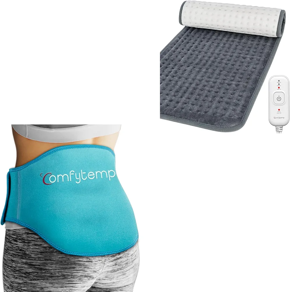 Comfytemp Ice Pack for Back Pain Relief and Heating Pad for Back Pain & Cramps Relief Bundles