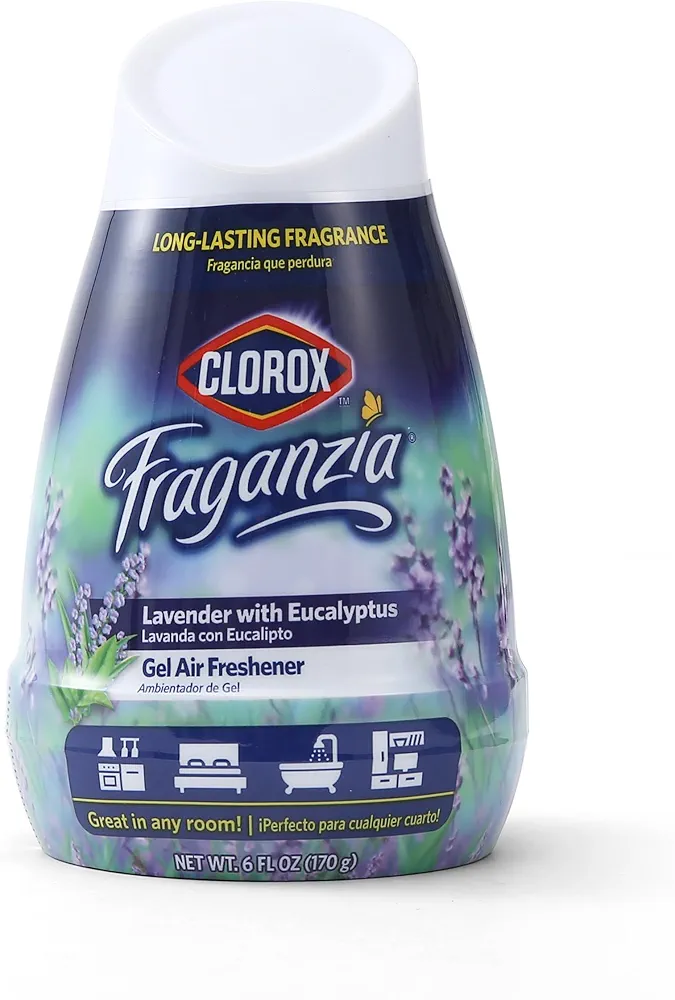 Clorox Fraganzia Gel Air Freshener Cone in Lavender with Eucalyptus Scent, 6oz | No-Plug, Battery-Free Air Freshener for Small Rooms, Closets, Kitchens, Bathrooms, Offices and More