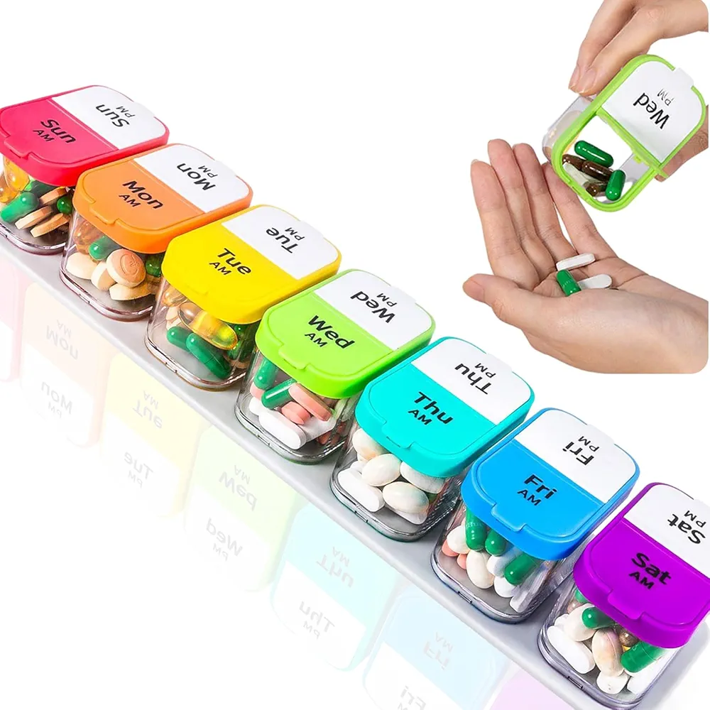 Large Weekly Pill Organizer 2 Times a Day,AM PM Pill Organizer 7 Day,Daily Medicine Pill organizer,XL Pill boxes and Organizer for Supplements,Removable Pill Case Container