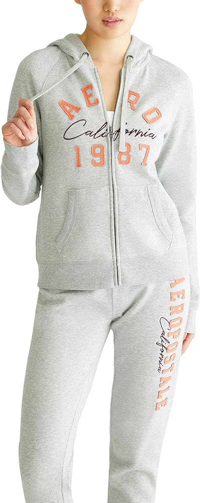 AEROPOSTALE Women's Aero Logo Full Zip Hoodie- Arches- Aero 1987 California