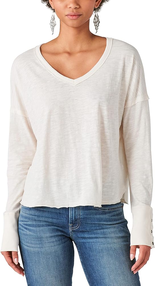 Lucky Brand Women's Long Sleeve V-Neck Top