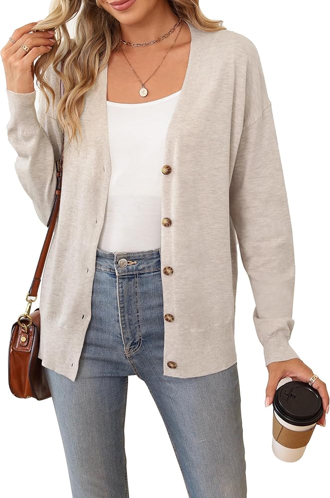 Arach&Cloz 2024 Fall Cardigan Sweaters for Women Fashion Button Business Casual Summer Clothes in Air-Condtioned Room