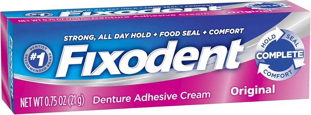 Fixodent denture adhesive cream, original, strong and long hold - 0.75 oz