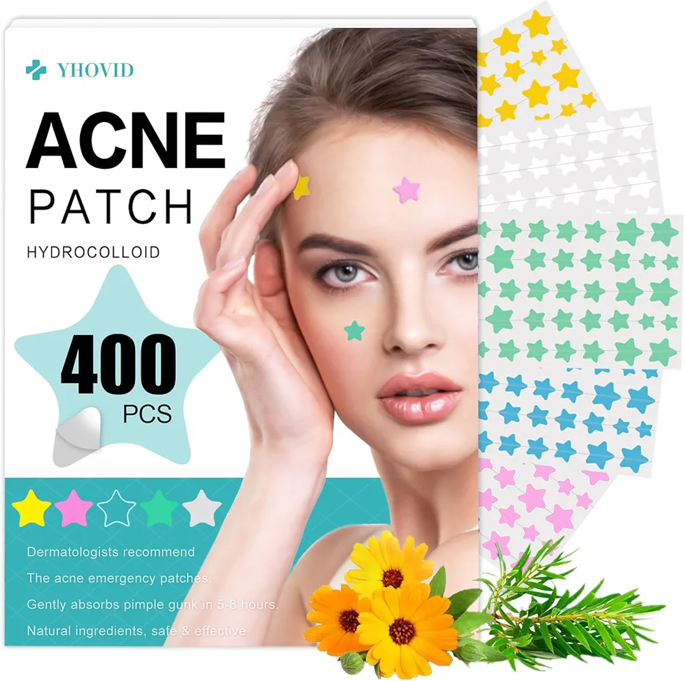 400 Pcs Star Pimple Patches, Acne Patches for Face, Hydrocolloid Patch Cover Zit, Invisible Skin Stickers for Blemish Spot Treatment, with Salicylic Acid, Tea Tree & Centella Oil