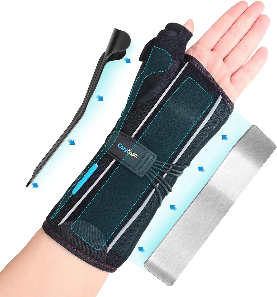 Cozyhealth Wrist Brace with Thumb Spica Splint for De Quervain's Tenosynovitis, Carpal Tunnel Pain, Stabilizer for Tendonitis, Arthritis, Sprains & Fracture or Wrist Support Splint (Left Hand-L)