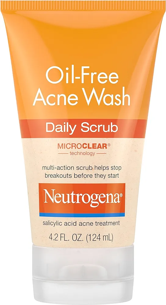 Neutrogena Oil-Free Acne Face Scrub, 2% Salicylic Acid Acne Treatment Medicine, Daily Face Wash to help Prevent Breakouts, Oil Free Exfoliating Facial Cleanser for Acne-Prone Skin, 4.2 fl. oz