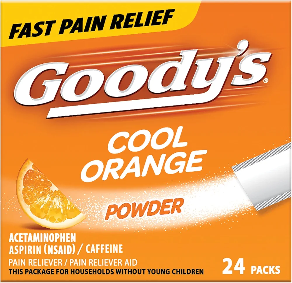 Goody's Pain Relief Powders, Extra Strength Headache Powder Cool Orange, 24 ct (Pack of 1)