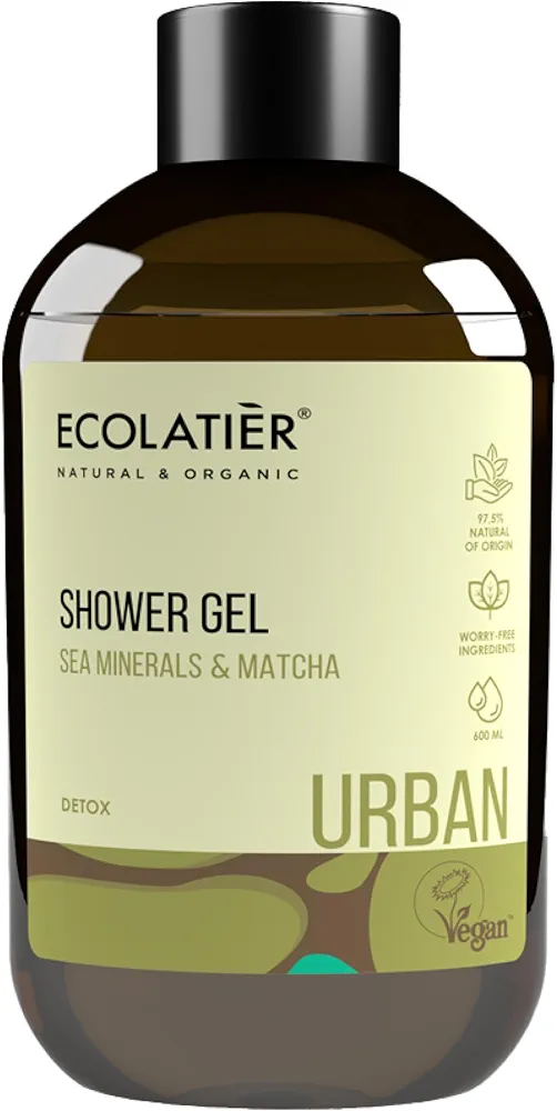 Ecolatier Sea Minerals & Matcha Body Wash, 97.5% Natural Ingredients, Detox & Moisturizing Natural Body Wash, Vegan, Gentle Cleansing, 20.3 Fl Oz