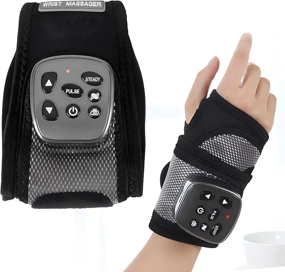 ZJchao Wrist Brace Massage, Hand Compression Carpal Tunnel Wrist Support Multifunctional Electric Vibration Massage Heating Brace and Pain Relief