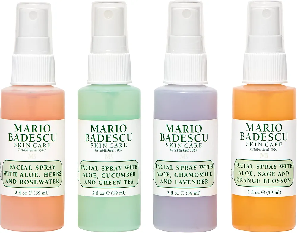 Mario Badescu Facial Spray Collection with Rose Water, Cucumber, Lavender and Orange Blossom, Multi-Purpose Cooling and Hydrating Face Mist for All Skin Types, Dewy Finish