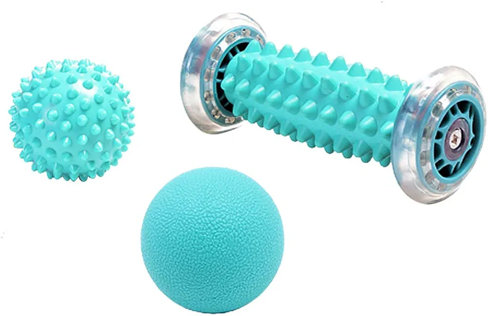 Foot Massager Muscle Relaxation Fitness Ball 3pcs/Set Foot Roller Fascia Ball, Green - 0.5 KG