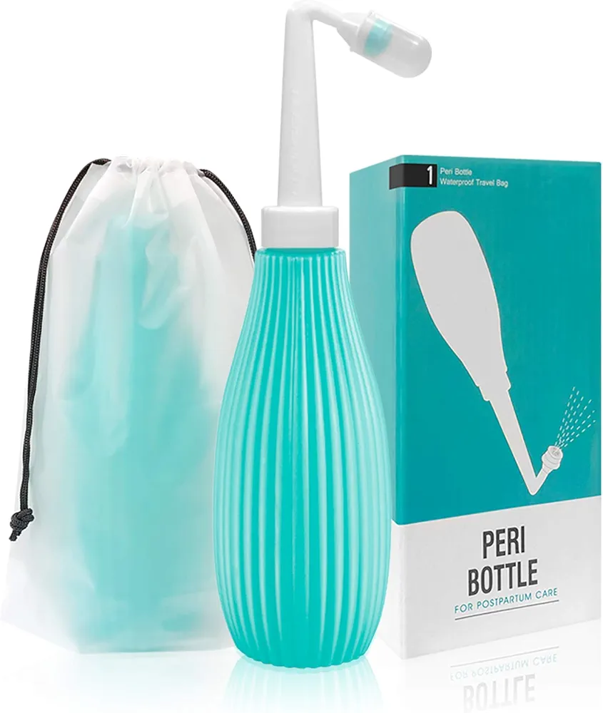 Waterpulse Peri Bottle for Perineal Care-Baby Travel Bathing kit, Upside Down peri Bottle,Women or Bedridden Patient for Perineal Recovery and Cleansing After Birth,Cloth Diaper Sprayer (Mint Green)