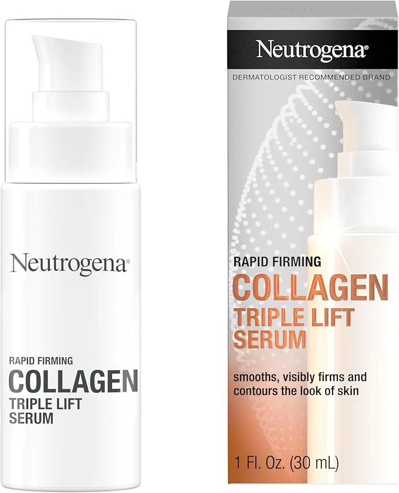 Neutrogena Rapid Firming Collagen Triple Lift Face Serum, Hydrating Serum with Collagen & AHP Amino Acid to visibly Firm & Smooth Skin, Lightweight, Mineral Oil- & Dye-Free, 1 fl. oz