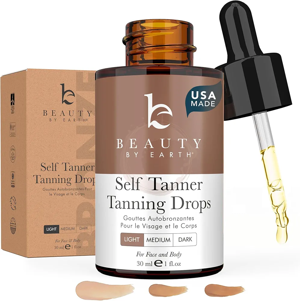 Self Tanner Drops for Face Tanner, Sunless Tan, Body & Face Self Tanner Drops, Face Tanning Drops to Make Self Tanner Face Self Tanning Lotion, Tan Drops for Face Tan