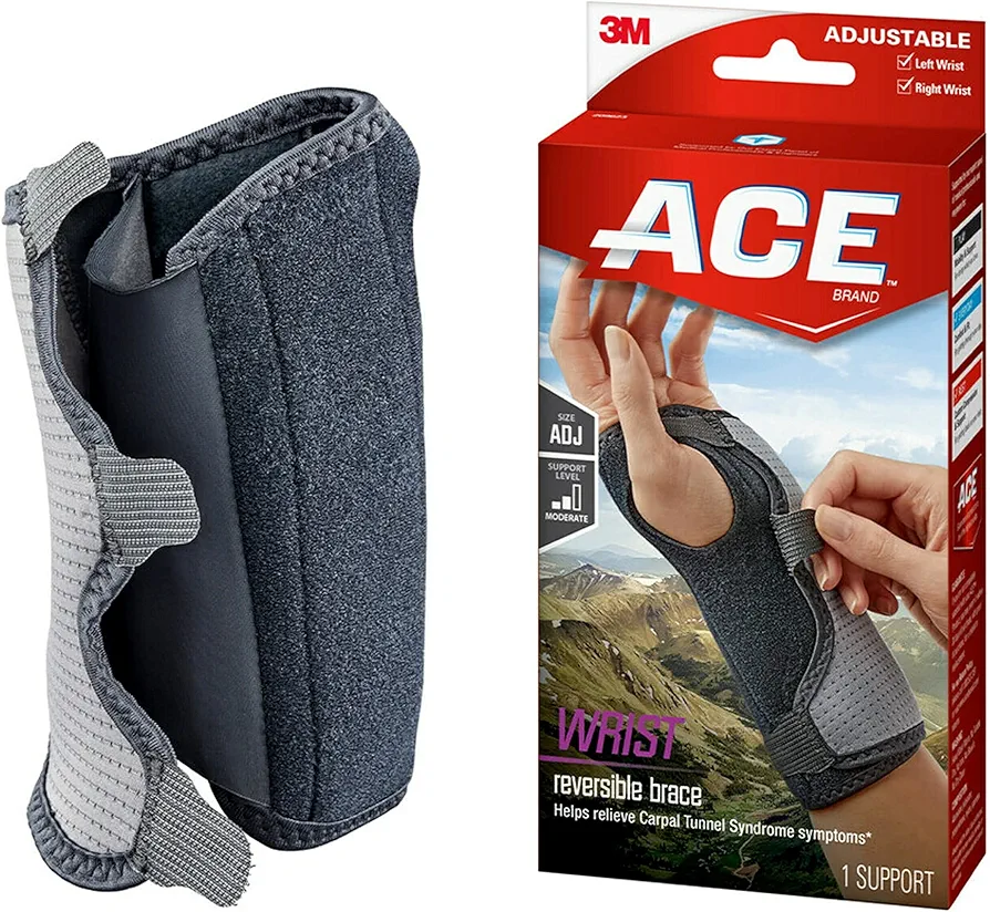 ACE Brand Reversible Wrist Brace, Wrist Support for Sore, Weak and Injured Wrists, Breathable, One Size Fits Most