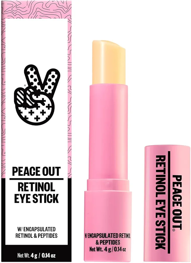 Peace Out Skincare Retinol Eye Stick, Daily Retinol Anti-Aging Under Eye Serum Balm, Helps Reduce Fine Lines and Dark Circles, Revitalize Eye Area with Peptides and Astaxanthin (.14 oz)