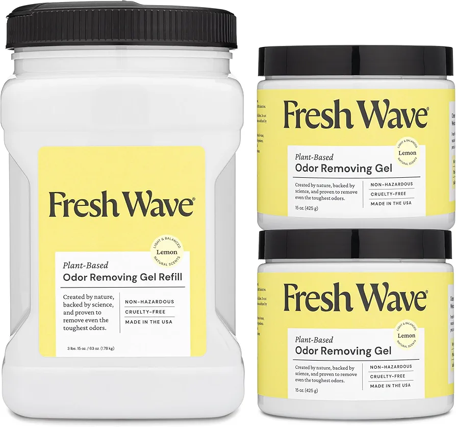 Fresh Wave Lemon Odor Removing Gels Bundle: (2) 15oz. Gels, (1) 63oz. Gel Refill