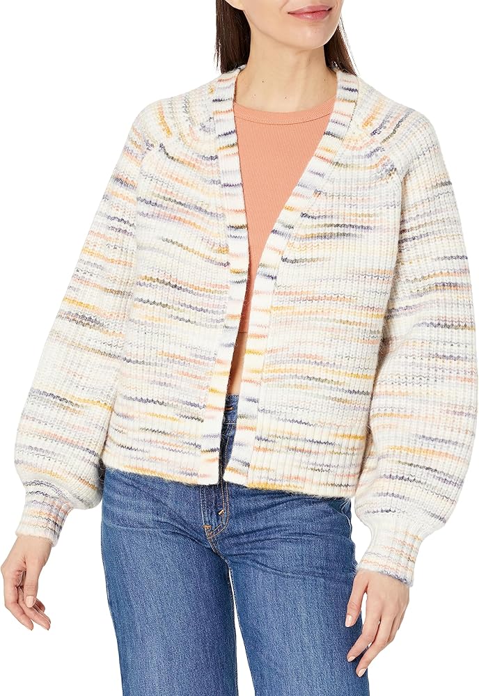 Monrow Women's HJ0276-Space Dye Sweater Cardigan, Fruity Pebble