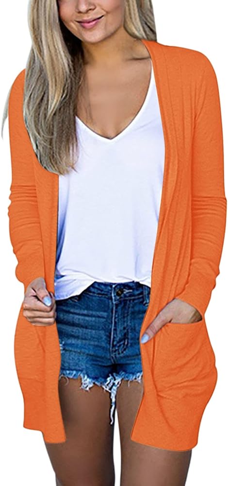 Womens Cardigans Lightweight Long Sleeve Pockets, 2024 Fall Open Front Cardigan Jackets For Women Trendy Work Shirts