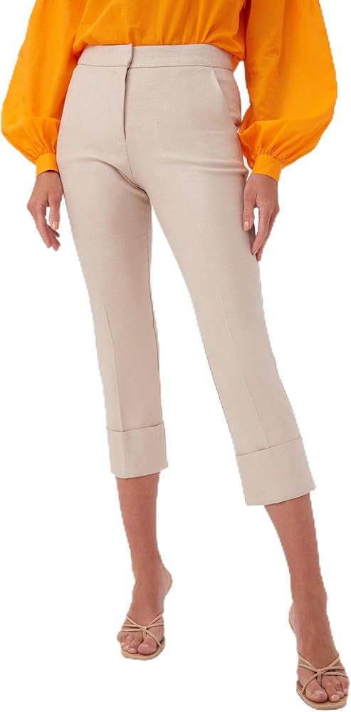 Trina Turk Women's Cropped Pant with Cuffed Hem