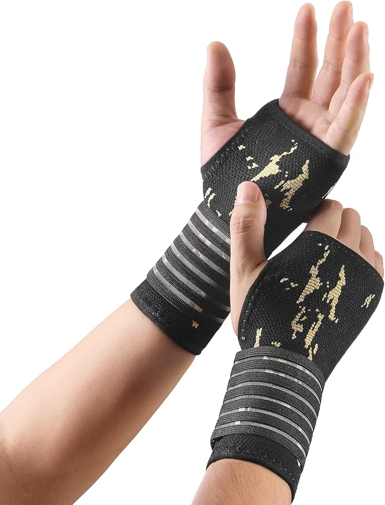 Copper Infused Adjustable Wrist Support/Wrap for Pain, Carpal Tunnel, Arthritis, Tendinitis, RSI, Tendinopathy for Men Women, Fits Left & Right Hands 2 Pack (X-Large)