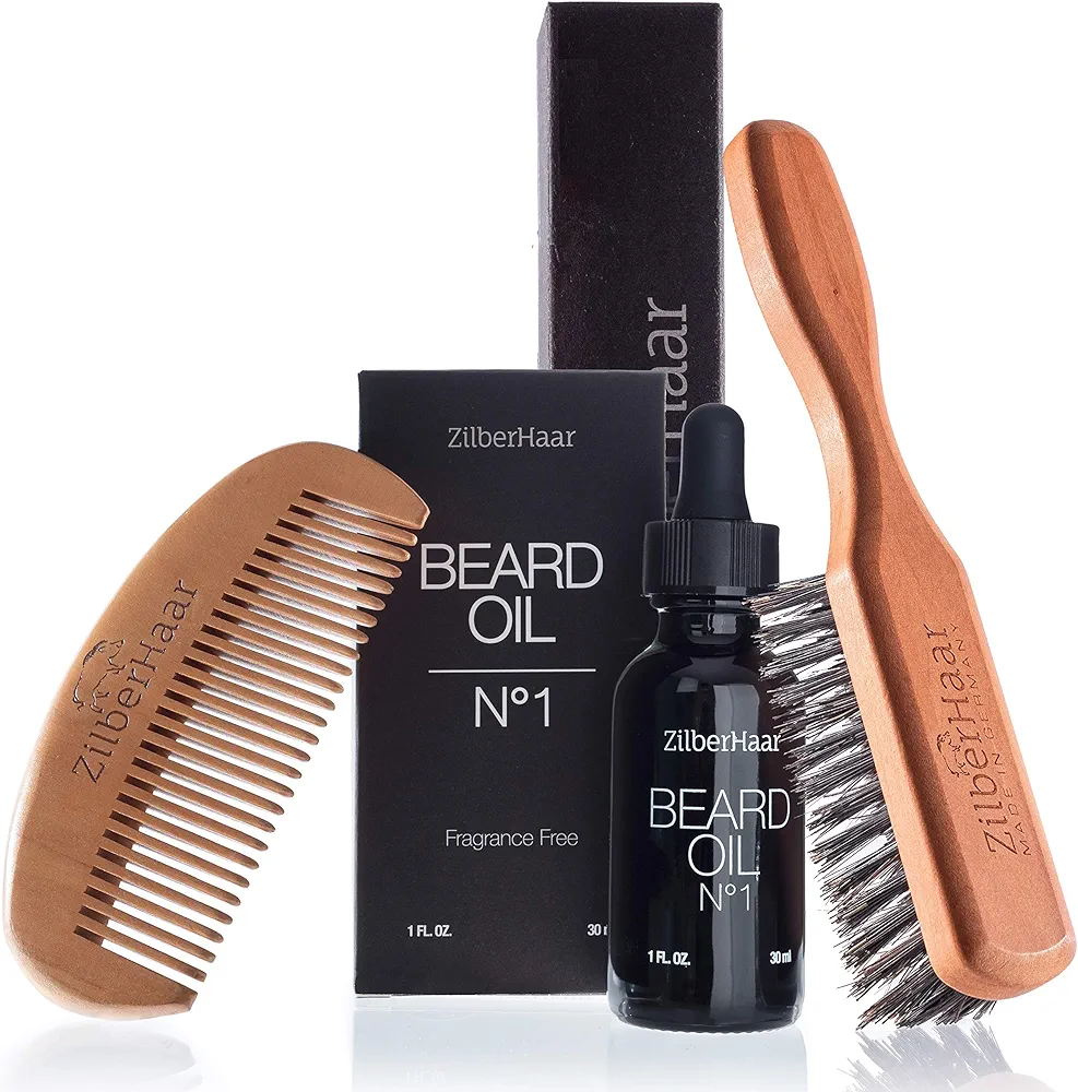 ZilberHaar Beard Oil + Beard Brush + Beard Comb bundle