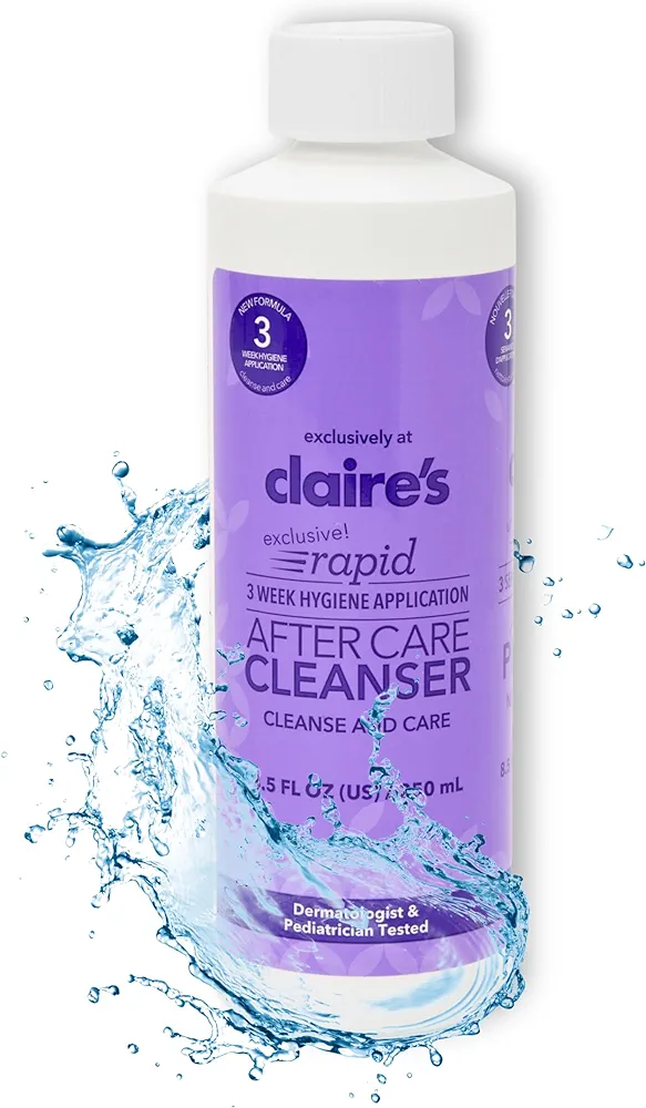 Claire’s 3-Week Rapid Piercing Aftercare Solution for New Piercings - Nose and Ear Piercing Cleaner Treatment, Piercing Bump Cleaning Wash - 8.5 Fl Oz