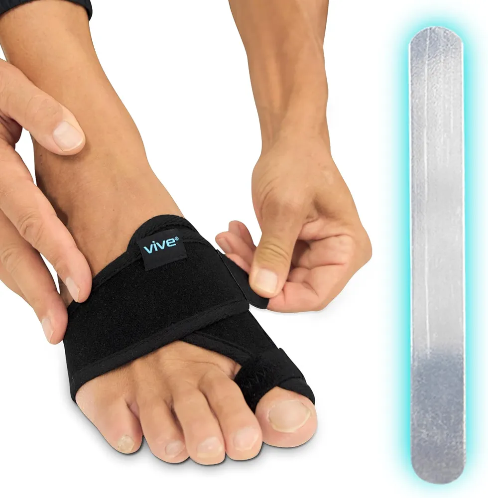 Vive Bunion Brace (Pair) - Big Toe Corrector Straightener with Splint - Hallux Valgus Pad, Joint Pain Relief, Alignment Treatment - Orthopedic Sleeve Foot Wrap Support for Men and Women (Black)