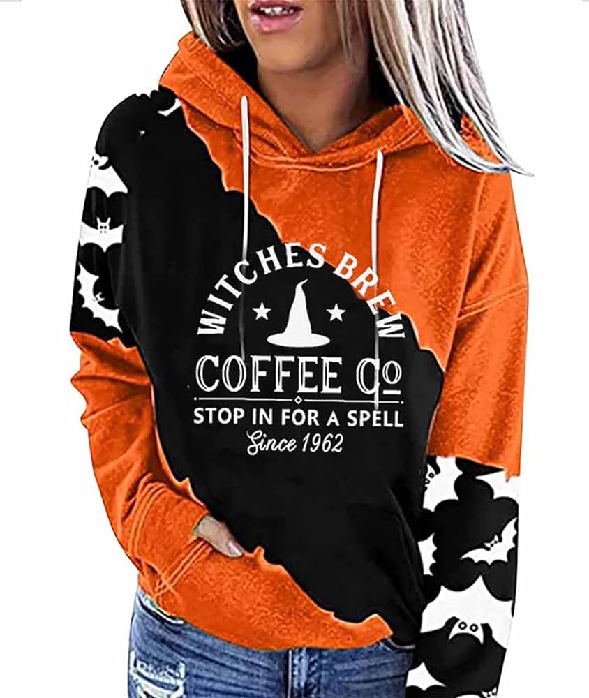 DUTUT Women Witches Brew Sweatshirt Fall Sweater Funny Spooky Horror Season Sweatshirt Halloween Graphic Tees Tops