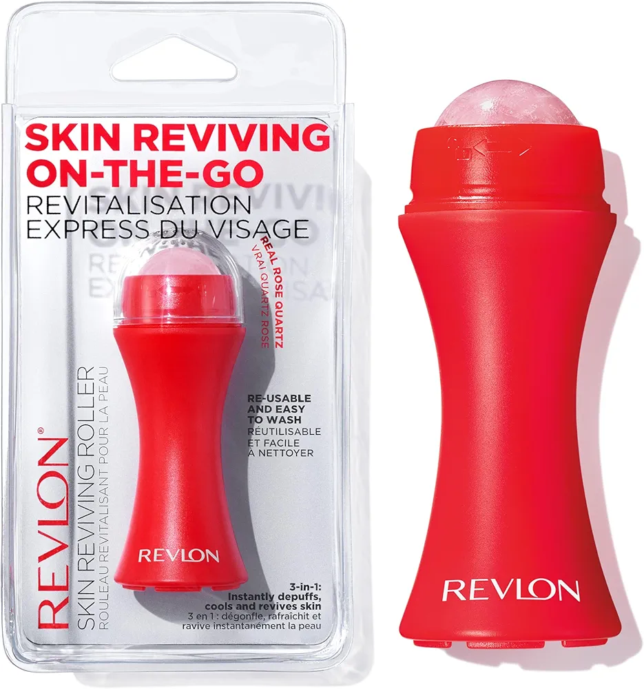 Revlon Skin Reviving Roller with Rose Quartz for All-Day Facial Reviving & Brightening, Compact & Reusable, Gentle on Skin, 1 count