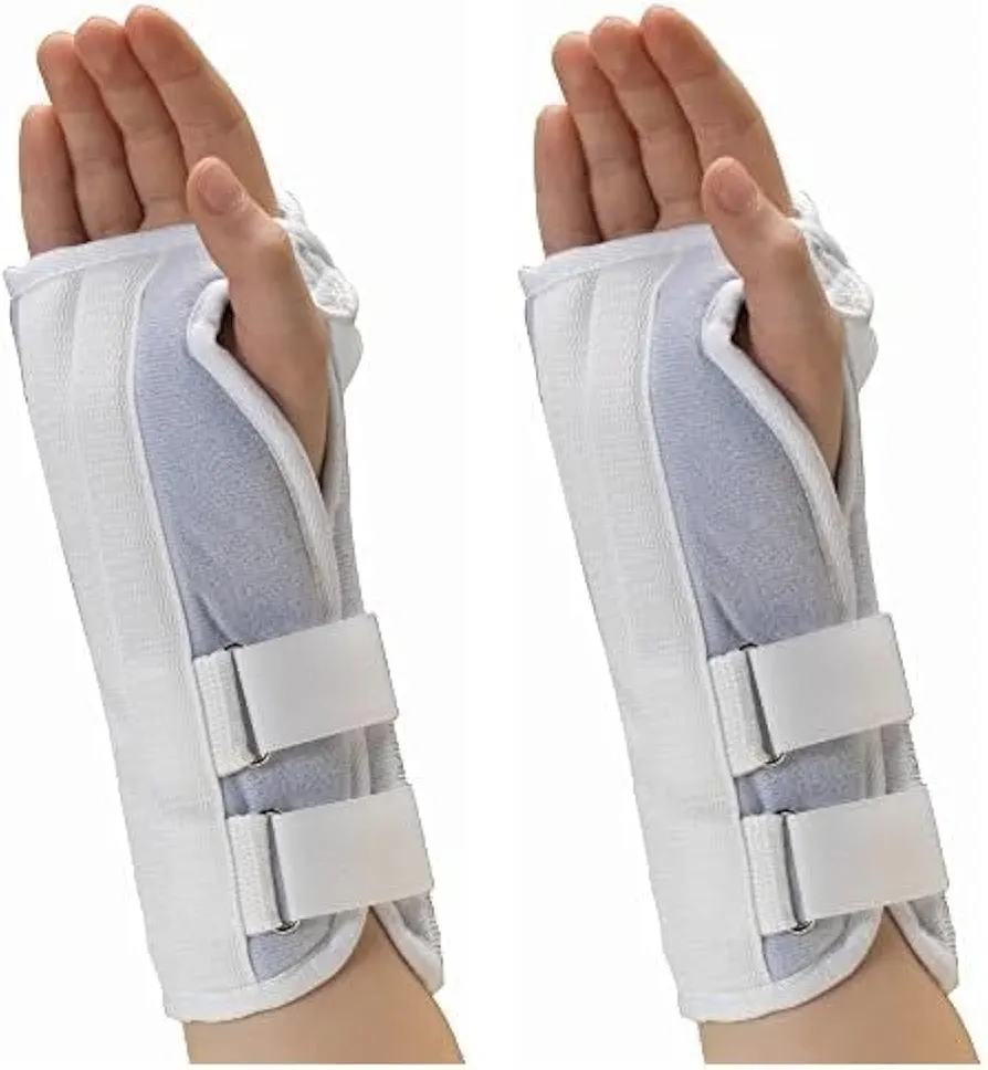 OTC Kidsline Wrist Splint Soft Foam Adjustable Support, White (Right Hand), Youth (Pack of 2)