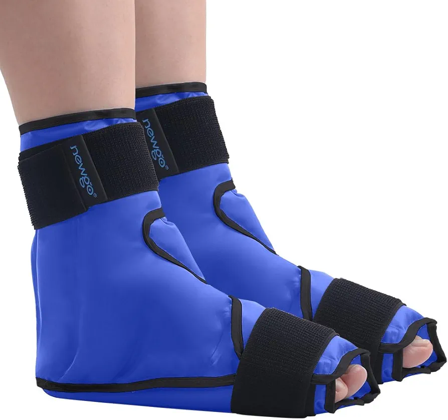 NEWGO Ice Pack Foot Ice Pack Wrap for Plantar Fasciitis, Edema, Achilles Tendonitis Relief, Gel Foot Cold Pack Hot Cold Therapy Ice Boot for Foot and Ankle Pain Relief - 2 Pack Blue