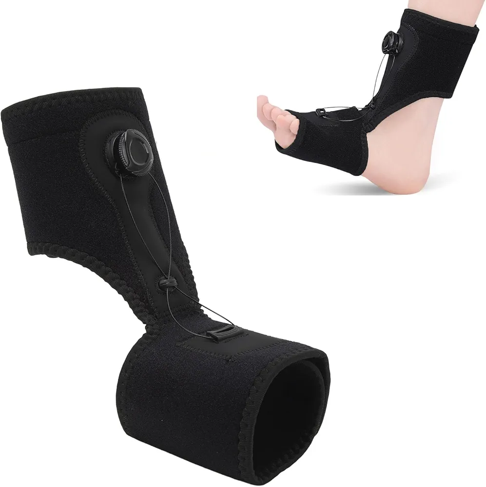 Copper Compression Plantar Fasciitis Night Splint, Drop Foot Orthopedic Brace Adjustable Rotating Knob Sleep Support for Foot Drop Achilles Tendonitis