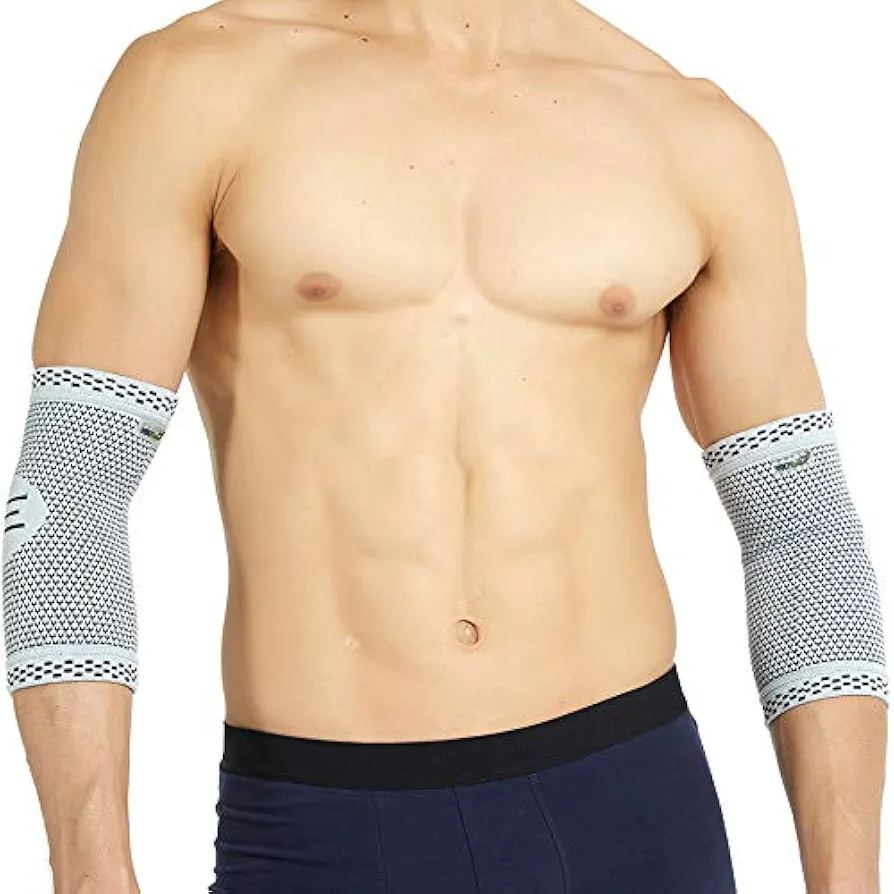 NeoTech Care Elbow Support Brace - Breathable - Men, Women, Right or Left - Gray (Size L, 1 Pair)