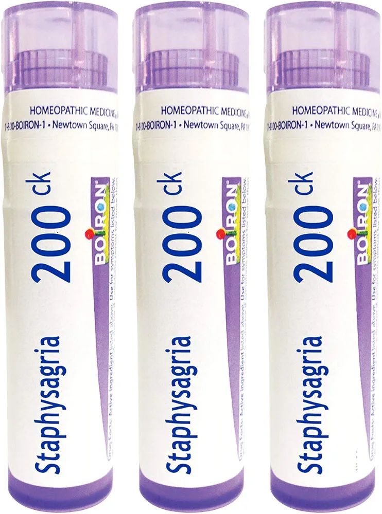 Boiron Staphysagria 200ck Homeopathic Medicine for Itching of Surgical Wounds - Pack of 3 (240 Pellets)