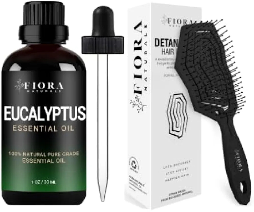 Eucalyptus Essential Oil - 100% Pure Eucalyptus Oil for Diffuser, Humidifier, Cold, and Aromatherapy, Hair Detangling Brush -100% Bio-Friendly Detangler Hair Brush w/Ultra-Soft Bristles