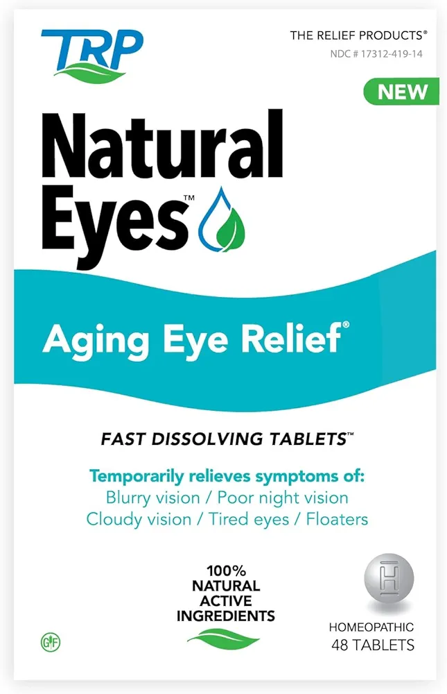 Natural Eyes Aging Eye Relief Fast Dissolving Tablets for Eye Health, Poor Night Vision, Tired Eyes, Dryness and Redness. 48 Count