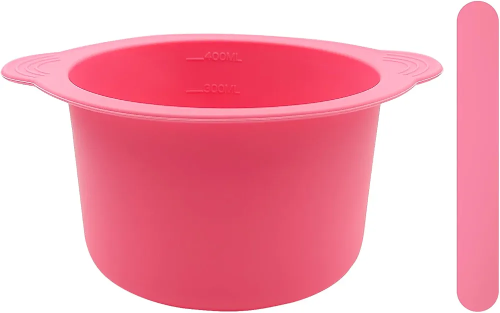 Silicone Wax Warmer Liner, Non-stick Silicone Wax Melt Liner Silicone Wax Bowl for Wax Warmer, Reuse Waxing Pot Liner with Silicone Spatulas For Hair Removal (pink)