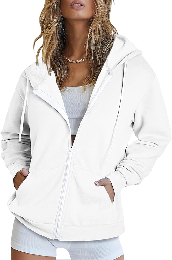 Dokotoo Women's Full Zip Up Hoodie Long Sleeve Hooded Sweatshirts Pockets Jacket Coat for Women