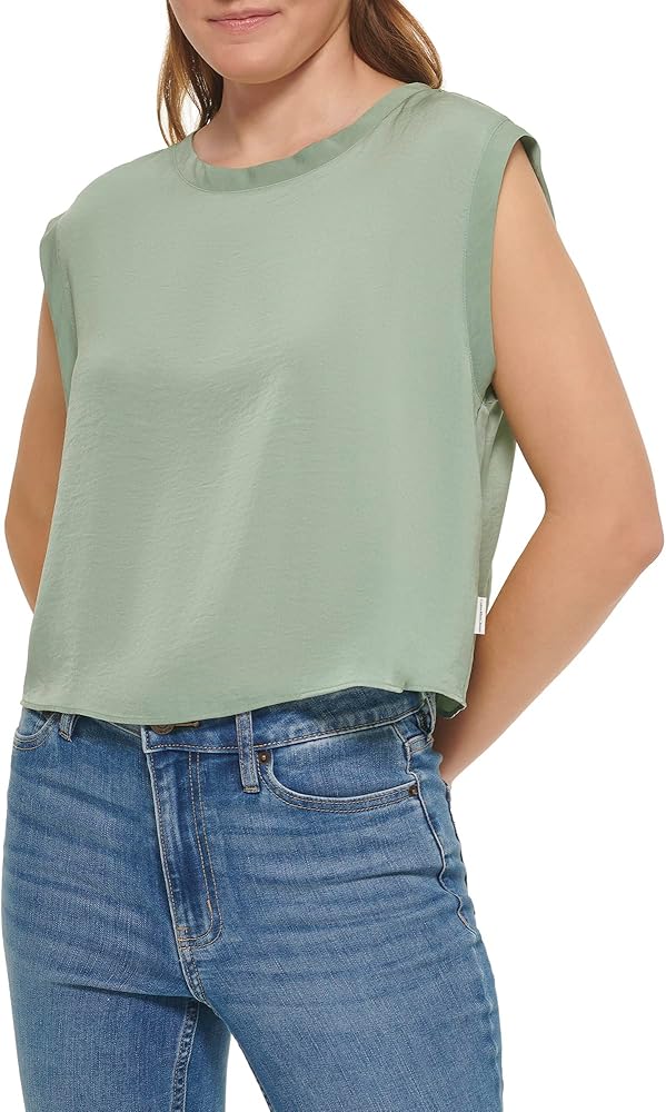 Calvin Klein Women's Sleeveless Blouse with Inverted Pleat (Standard and Plus)