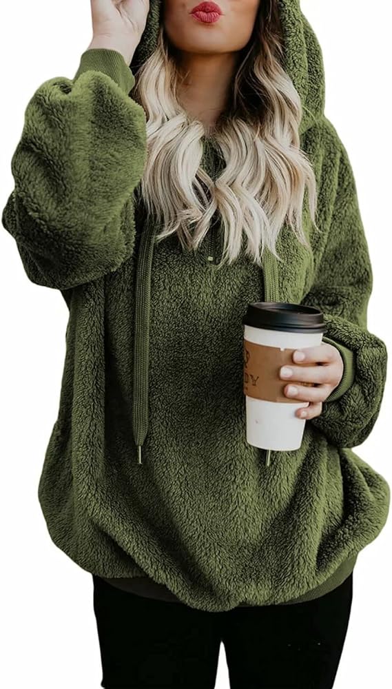 Dokotoo Womens 2023 Fashion Fuzzy Warm Casual Loose Hooded Sweatshirt Hoodies with Pockets Outerwear S-XXL