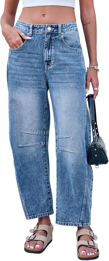 Women's Barrel Jeans Wide Leg Baggy Balloon Jeans Denim Pants Y2k Retro Style Boyfriend Jeans