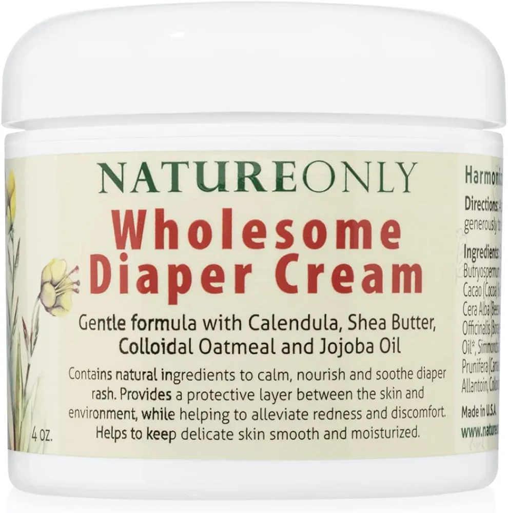 Nature Only Wholesome Diaper Cream. Calm, Nourish and Soothe Diaper Rash. Natural & Organic - 4 oz (Pack of 1)