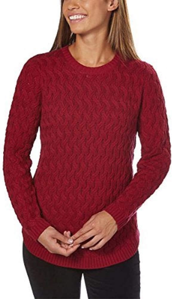 Jeanne Pierre Women's Fisherman Cable-Knit Sweater (Red Currant, Medium)