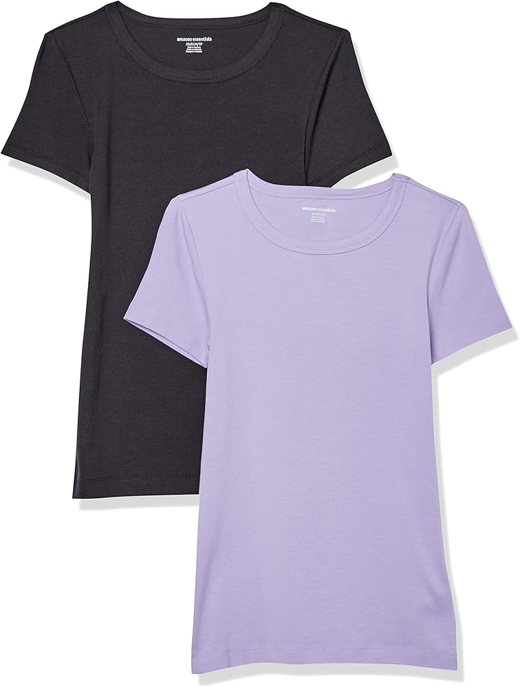 Amazon Essentials Women's Slim-Fit Short-Sleeve Crewneck T-Shirt, Pack of 2